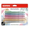 Szövegkiemelő készlet, 3-5 mm, KORES "Glitter", 6 különböző csillámos szín