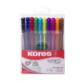   Golyóstoll készlet, 1,0 mm, kupakos, háromszögletű, KORES "K1-M", vegyes