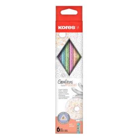   Grafitceruza készlet, radírral, HB, háromszögletű, KORES "Grafitos Style Pastel"