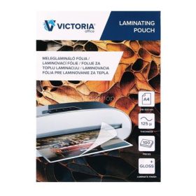   Meleglamináló fólia, 125 mikron, A4, fényes, VICTORIA OFFICE