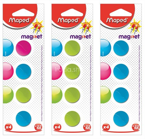 Mágnes, kerek, 22 mm, MAPED, vegyes színek