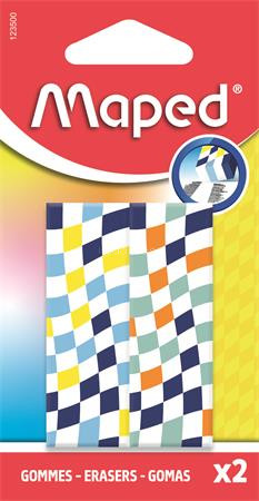 Radír, kockamintás, MAPED „Checkerboards”, vegyes minták, 2 db