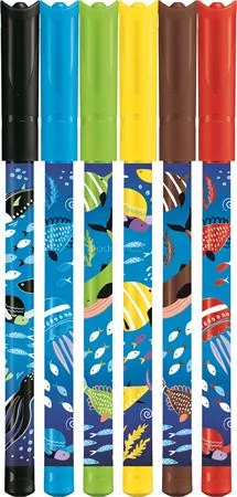 Filctoll készlet, 2 mm, kimosható, MAPED "Color'Peps Ocean Life", 6 különböző szín