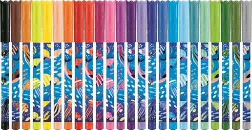 Filctoll készlet, 2 mm, kimosható, MAPED "Color'Peps Ocean Life", 24 különböző szín