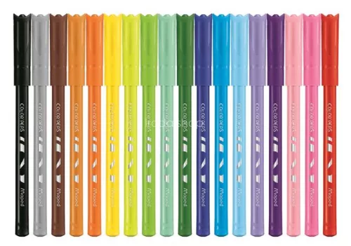 Filctoll készlet, 2 mm, kimosható, MAPED "Color'Peps Ocean", 18 különböző szín