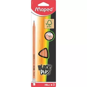   Grafitceruza radírral, HB, FSC 100%, háromszögletű, MAPED "Black'Peps"