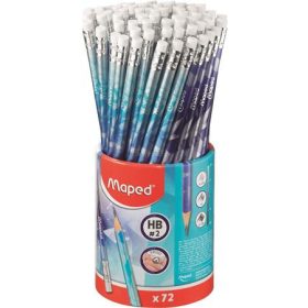   Grafitceruza radírral, ceruzatartó, HB, háromszögletű, MAPED "Arctic jégvilág", 72 db