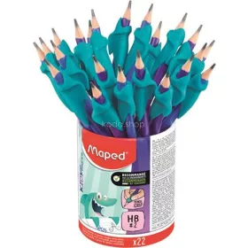   Grafitceruza radírral és ceruzafogóval, ceruzatartó, HB, háromszögletű, MAPED "Kidy Learn"