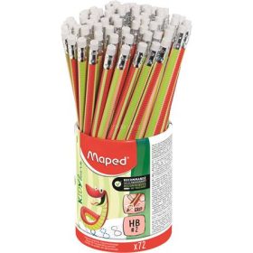   Írástanuló grafitceruza radírral, ceruzatartó, HB, háromszögletű, MAPED "Kidy Learn", 72 darab