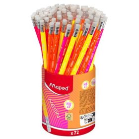   Grafitceruza radírral, ceruzatartó, HB, háromszögletű, MAPED "Black'Peps Neon", vegyes színek