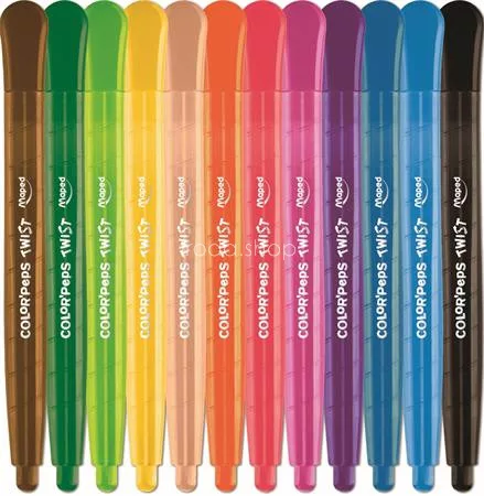 Zsírkréta, kitekerhető, MAPED "Color'Peps", 12 különböző szín