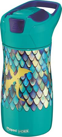 Kulacs, 430 ml, rozsdamentes acél, MAPED PICNIK "Concept Kids Dragon", sárkány