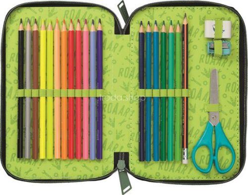 Tolltartó, töltött, 2 emeletes, cipzáras, MAPED, dinoszaurusz