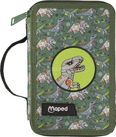 Tolltartó, töltött, 2 emeletes, cipzáras, MAPED, dinoszaurusz