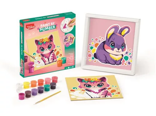 Számfestő készlet, cica és nyuszi, MAPED CREATIV "Paint by number"