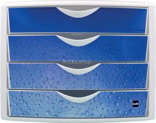 Irattároló, műanyag, 4 fiókos, HELIT "Chameleon", fehér-kék