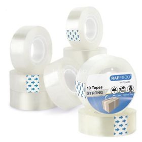 Ragasztószalag, 19 mm x 33 m, RAPESCO, 10 db,  áttetsző