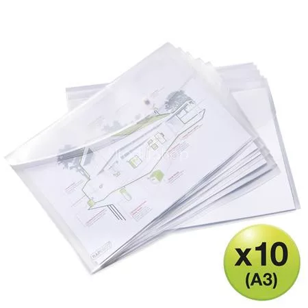 Irattartó tasak, A3, PP, patentos, RAPESCO "Eco", áttetsző
