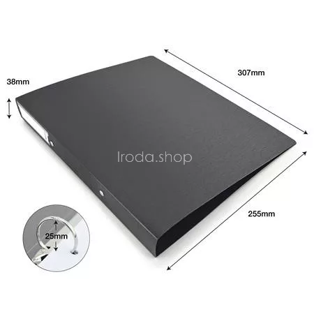 Gyűrűs könyv, 2 gyűrű, 38 mm, A4, PP, RAPESCO "Eco GRS Recycled", fekete