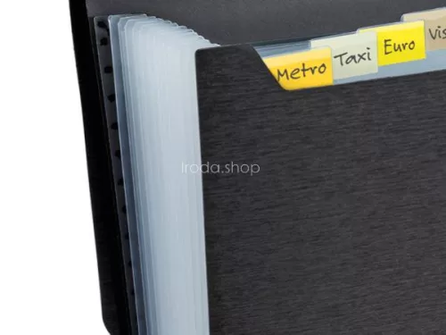 Harmonikamappa, A4, PP, 13 rekeszes, RAPESCO "Eco GRS Recycled", matt fekete