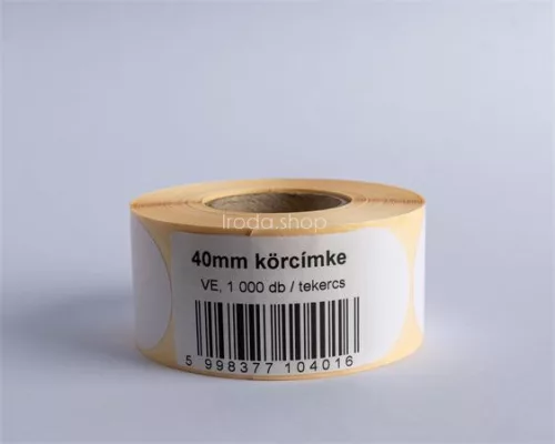 Etikett, vellum, 40 mm kör, 1000 etikett/tekercs, fehér