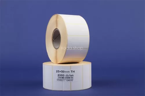Etikett, thermo, 25x50 mm, 2000 etikett/tekercs, fehér