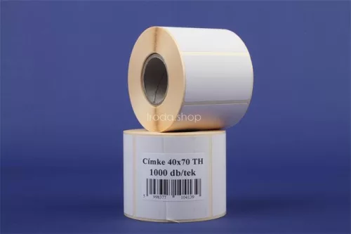 Etikett, thermo, 40x70 mm, 1000 etikett/tekercs, fehér