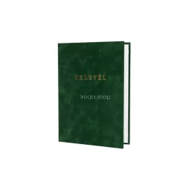 Oklevéltartó, A4, exkluzív, plüss, aranyozva, zöld