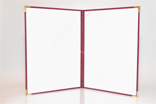 Oklevéltartó, A4, exkluzív, műbőr, 4 fém sarokkal, bordó