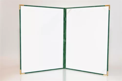 Oklevéltartó, A4, exkluzív, plüss, 4 fém sarokkal, zöld
