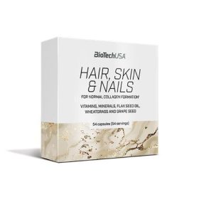   Étrend-kiegészítő tabletta, 54 tabletta, BIOTECH USA "Hair, Skin & Nails"