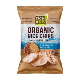   Barnarizs chips, 25 g, RICE UP "Bio", hajdinával és amaránttal