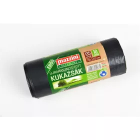   Szemeteszsák, újrahasznosított, erős, 135 l, 10 db,70x110 cm, 30 µ, MAZZINI, fekete