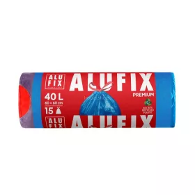   Szemeteszsák, zárószalagos, 40 l, 15 db, 60x60 cm, 20 µ, ALUFIX, kék