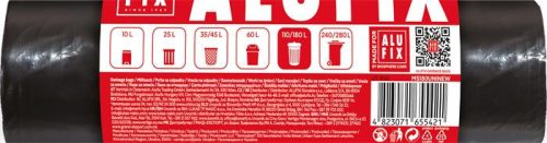 Szemeteszsák 180 l, 10 db, 80x120 cm, 45 µ, ALUFIX, fekete