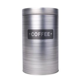 Kávétartó doboz, fémhenger, szürke, 11x18 cm