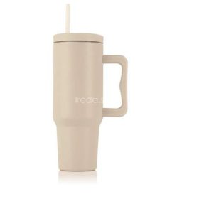 Termoszbögre, 1,2 l,  szívószállal, füllel, bézs