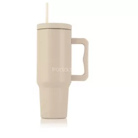 Termoszbögre, 1,2 l,  szívószállal, füllel, bézs