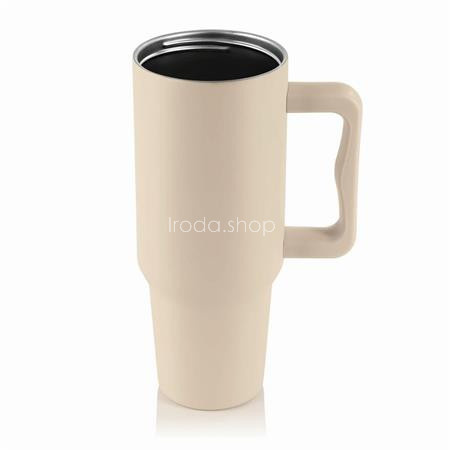 Termoszbögre, 1,2 l,  szívószállal, füllel, bézs