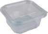 Ételtároló doboz, egybefedeles, műanyag, szögletes, 375 ml, 100 db, "Party", víztiszta