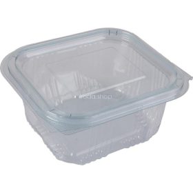   Ételtároló doboz, egybefedeles, műanyag, szögletes, 375 ml, 100 db, "Party", víztiszta