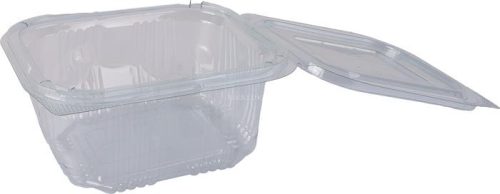 Ételtároló doboz, egybefedeles, műanyag, szögletes, 500 ml, 100 db, "Party", víztiszta