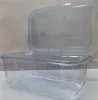Ételtároló doboz, egybefedeles, újrahasznosított műanyag, szögletes, 1000 ml, 100 db, "Party", víztiszta