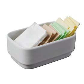   Cukor és teafilter tartó, négyszögletes, fehér, 11x7,5cm, "CoffeeTime"