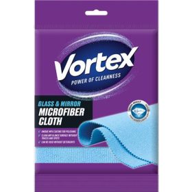   Törlőkendő, mikroszálas, üveg és tükör felületre, 35x35 cm, 1 db, VORTEX, kék