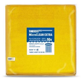   Törlőkendő, mikroszálas, univerzális, 10 db, 40x40 cm, BONUS "MicroCLEAN Extra", sárga
