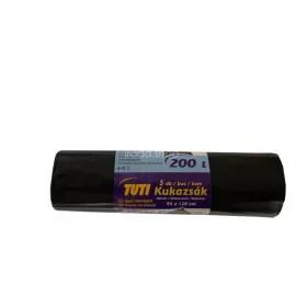   Szemeteszsák, extra erős, 200 l, 5 db, 95x120 cm, 38 µ, TUTI "Mega", fekete
