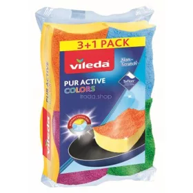   Mosogatószivacs, 3+1 db, VILEDA "Pur Active Colors"