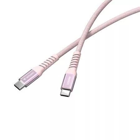 USB kábel, USB-C - USB-C, 1,2 m, 100W, mágneses, VERBATIM, rózsaszín