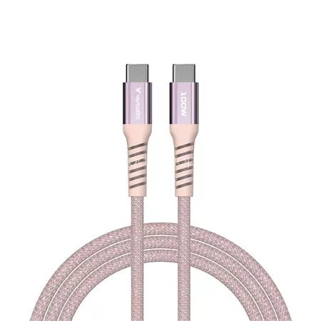 USB kábel, USB-C - USB-C, 1,2 m, 100W, mágneses, VERBATIM, rózsaszín